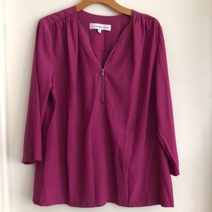 Women's Magenta Top with Zipper